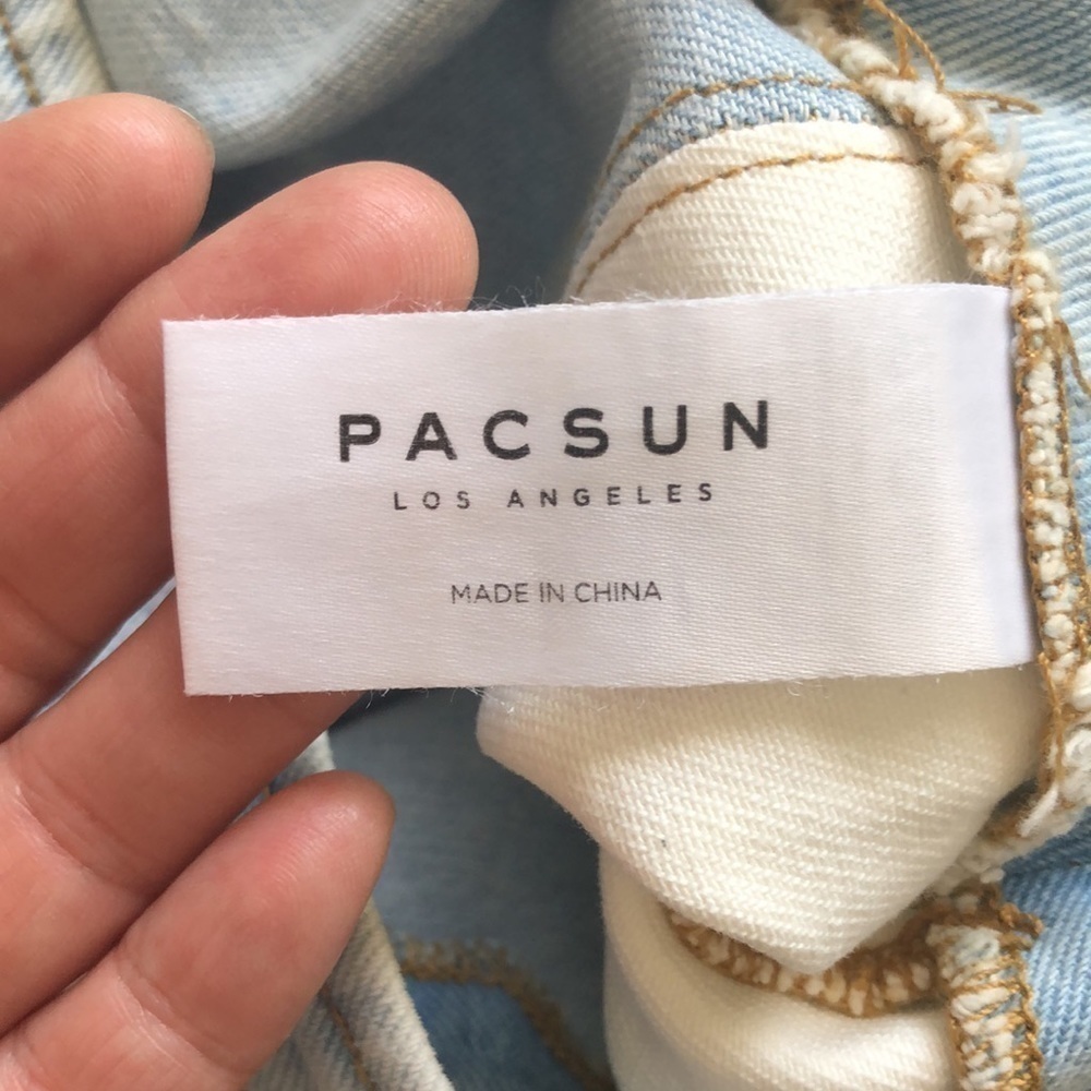 PacSun Two-Toned Mini Jean Skirt Patchwork Exposed Seams Cotton Denim Size 24 - Picture 9 of 16